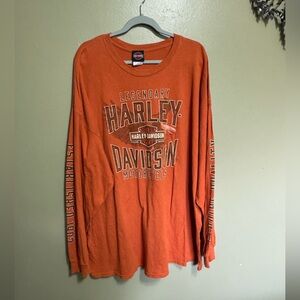 Harley Davidson Orange Long Sleeve Tee, Size 4XL‎